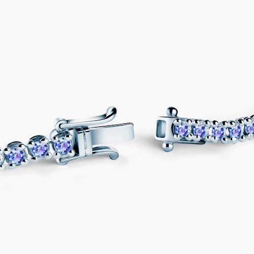 Bransoletka tenisowa Luminy 3,2mm: białe złoto, tanzanity
